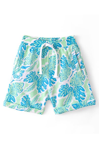 Babyhug Babyhug Cotton Looper Knit Shorts with Leafy Print - Green