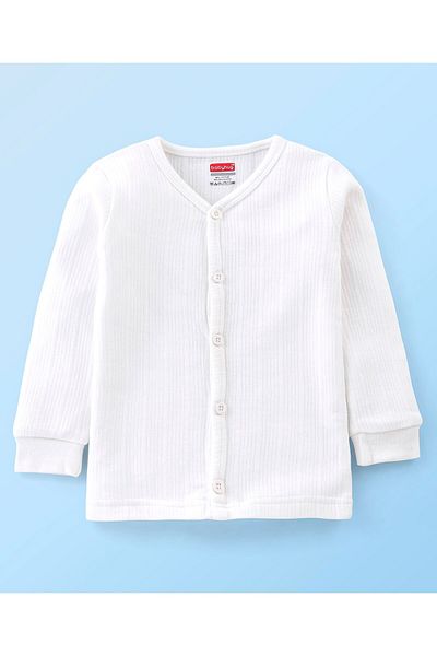 Babyhug Babyhug Cotton Full Sleeve Vest & Legging Thermal Wear Solid Colour - White