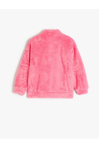 Koton Stand Collar Long Sleeve Fleece Sweatshirt