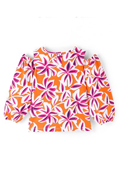 Ollington St. Ollington St. Off-Shoulder Full Sleeves Multicolor Printed Top & Culottes Set - Orange & Pink