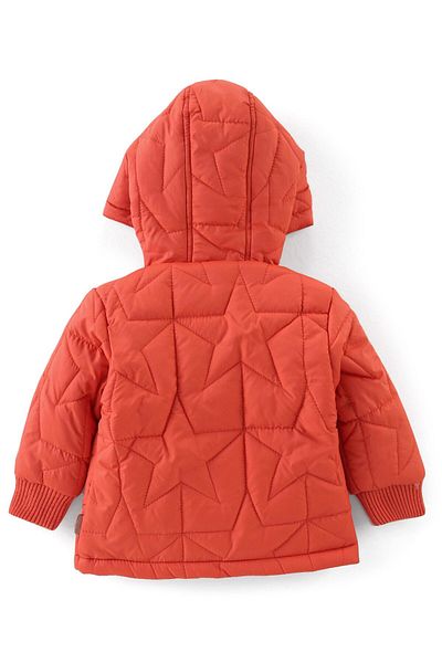 Babyhug Babyhug Woven Full Sleeves Solid Color Hoodie - Orange