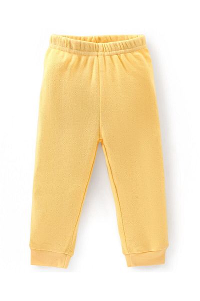 Babyoye Babyoye Cotton Knit Full Length Ponytail Solid Thermal Pajama - Yellow
