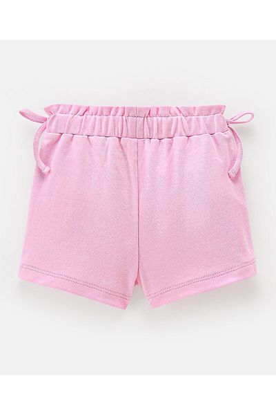 Bonfino Bonfino Interlock Cotton Knit Solid Shorts with Mock Tie-Up Details - Pink