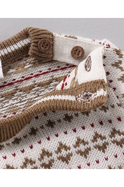 Babyhug Babyhug Full Sleeves Jacquard Pullover Solid Sweater - Off White Wine