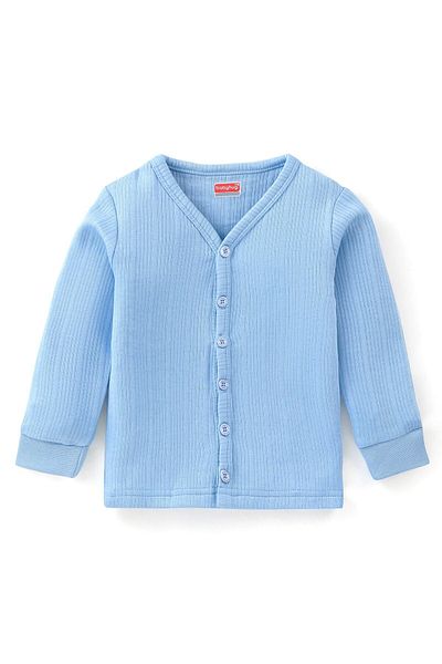 Babyhug سترة حرارية مفتوحة من الأمام وبلوفر سادة من Babyhug - عبوة من قطعتين - أزرق سماوي