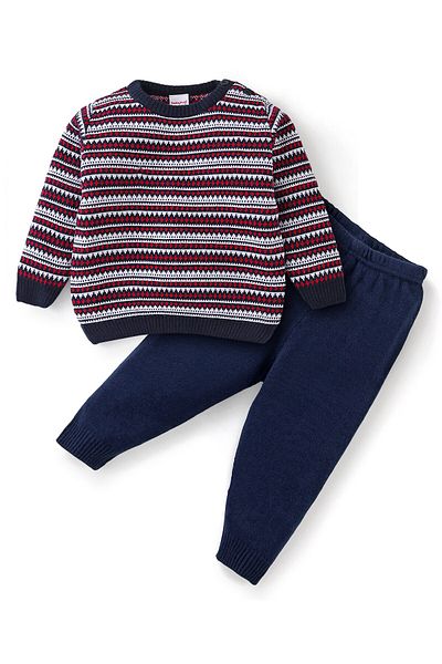 Babyhug طقم سويت شيرت للأطفال بأكمام كاملة من Babyhug مصنوع من مادة الأكريليك بنسبة 100% بتصميم Intarsia - متعدد الألوان