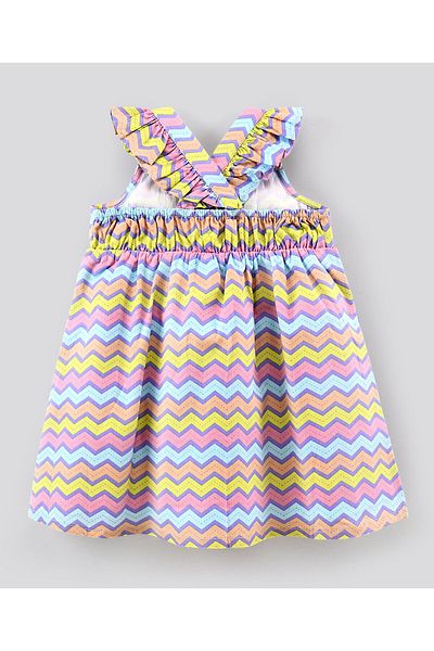 Bonfino Bonfino Frill Sleeves Frock Stripes Print - Multicolor