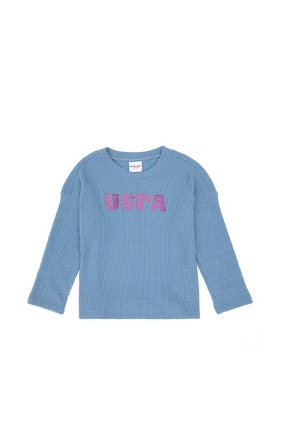 U.S. Polo Assn. Girl's Light Blue Crew Neck Sweatshirt 50290723 -Vr003