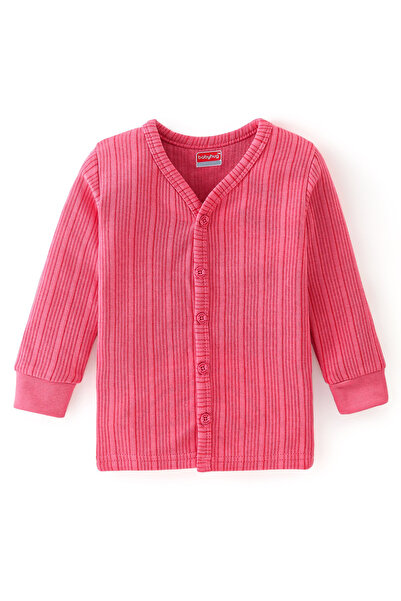Babyhug Babyhug Full Sleeves Solid Textured Thermal Wear - Coral
