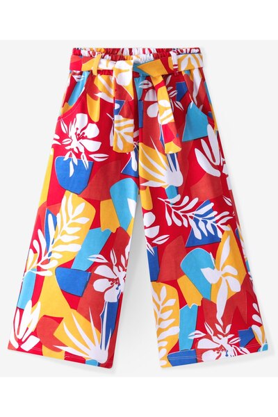 Ollington St. Ollington St. 100% Cotton Flared Sleeves Top with Print & Tropical Printed Culottes Set - Multicolor
