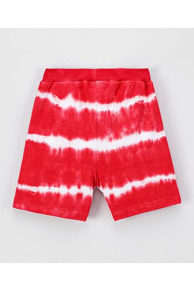 Babyhug شورت قطني من Babyhug مطبوع عليه Tie & Dye - أحمر