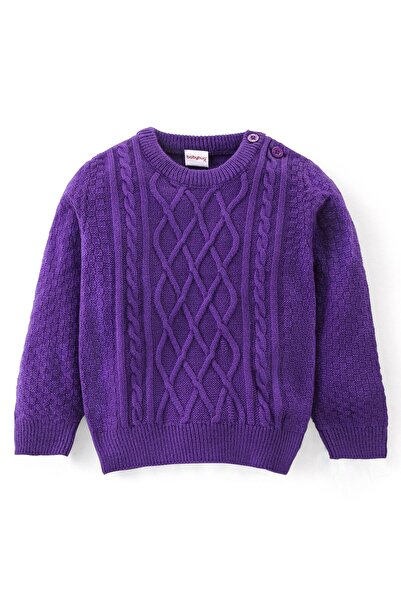 Babyhug سترة Babyhug 100% أكريليك محبوكة بأكمام كاملة وتصميم كابل محبوك - أرج...