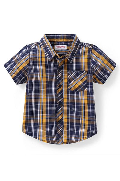 Babyhug Babyhug Cotton Woven Half Sleeves Checks  Shirt & Shorts Set - Multicolour