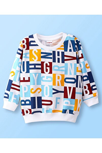 Babyhug Babyhug 100% Cotton Knit Full Sleeves Text Graphics Sweatshirts Pack of 2 - White & Red