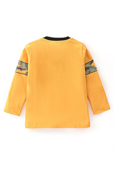 Babyhug Babyhug 100% Cotton Full Sleeves Text Printed T-Shirt & Camouflage Lounge Pant Set - Yellow & Green