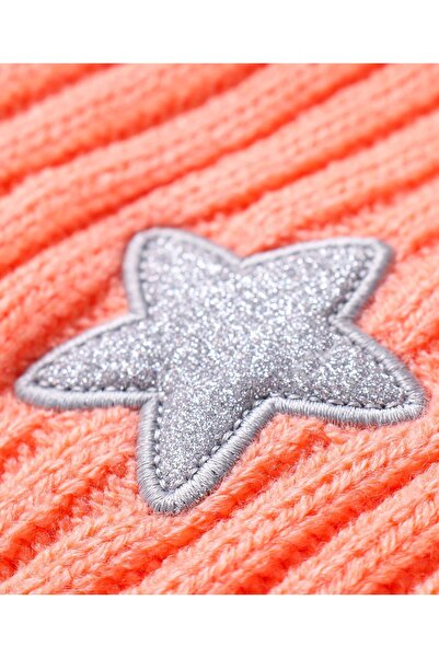 Babyhug Babyhug Knit Full Sleeves Solid Colour Turtle Neck Sweater with Star Applique - Orange