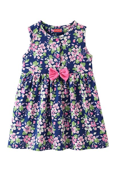 Babyhug Babyhug Cotton Jersey Knit Sleeveless Frock Floral Print - Blue