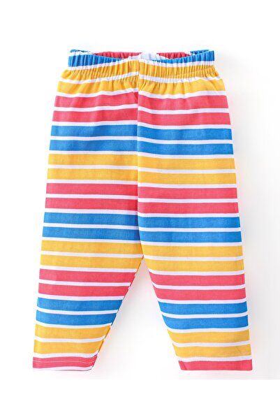 Babyhug Babyhug Cotton Knit Full Sleeves Night Suit With Animal Print & Striped - Red