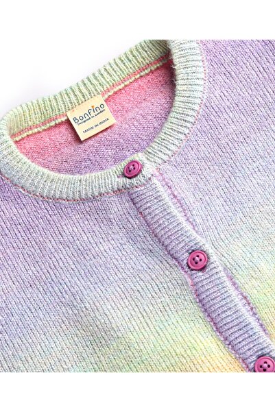 Bonfino Bonfino Knit Full Sleeves Cardigan with Rainbow Design - Multicolour