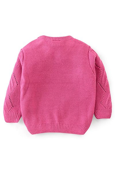 Babyhug %100 Akrilik Örme Uzun Kollu Kazak Kablo Örgü Tasarımı - Pembe