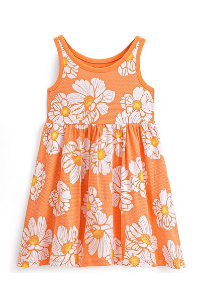 Honeyhap Honeyhap Premium 100% Cotton Sleeveless Frock Floral & Butterfly Pack Of 2-Yellow & Orange