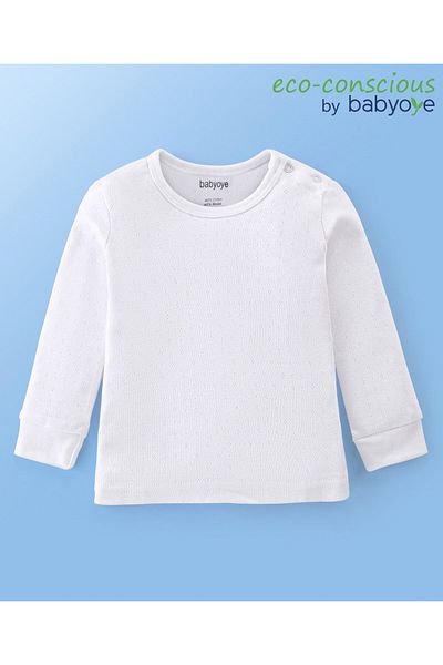 Babyoye Babyoye Cotton Modal Blend Solid Dyed Full Sleeves Thermal Inner Wear  - White