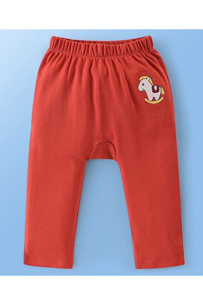 Babyoye Babyoye 100% Cotton Eco Jiva Finish Full Length Diaper Leggings Toys Print Pack of 2-Red & White