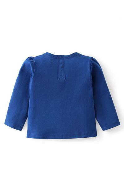 Babyhug Babyhug 100% Cotton Knit Full Sleeves Top With Text Graphics - Navy Blue