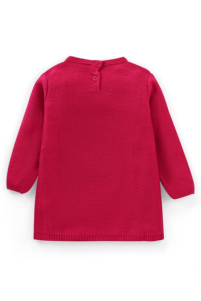 Babyhug Babyhug 100% Acrylic Full Sleeves  Woollen Dress Cable Knit Design - Fushia