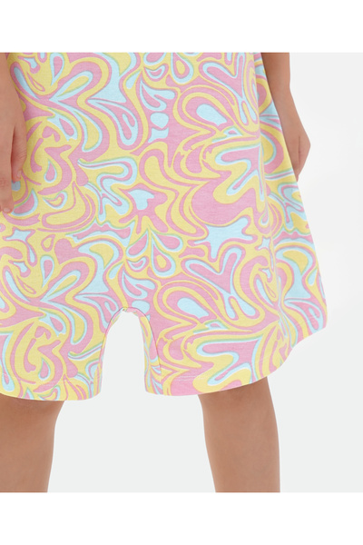 Primo Gino Primo Gino Cotton Elastane Knit Sleeveless Abstract Print Jumpsuit - Pink