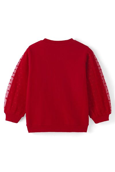 Babyhug Babyhug Knit Full Balloon Sleeves Sweatshirt With Floral Graphics Foil Print & Mesh Detailing - Red