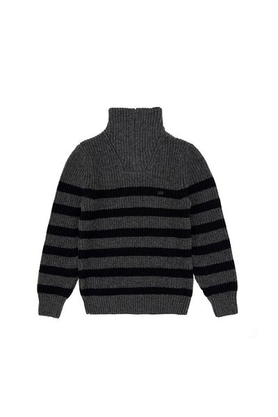 U.S. Polo Assn. Boy's Half Zipper Anthracite Melange Sweater 50293028 -Vr081