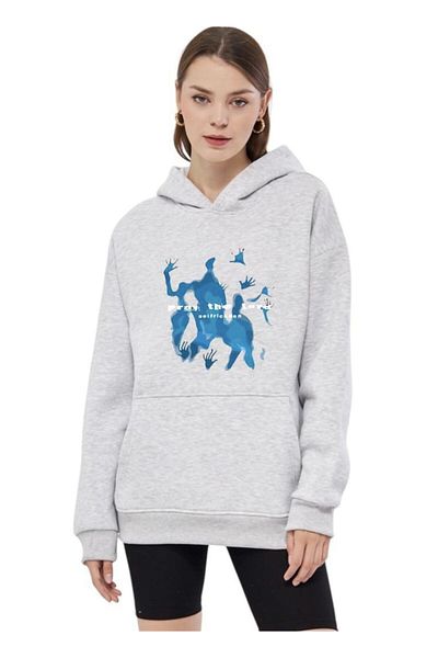 Moda Işık Унисекс суичър с качулка и щампа на свинска мас - 100% памук
