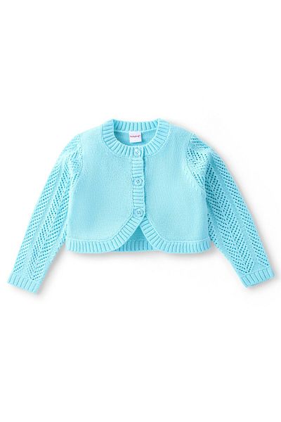 Babyhug Babyhug Full Sleeves Woollen Shrugs - Aqua Blue