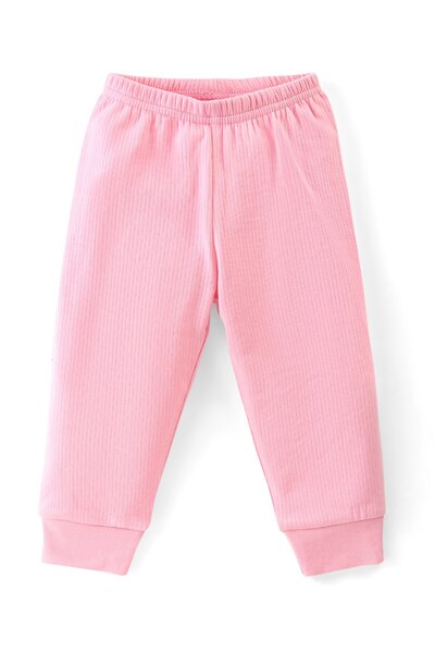 Babyhug Babyhug Cotton Full Sleeves Front Open Thermal Vest & Pants - Pink