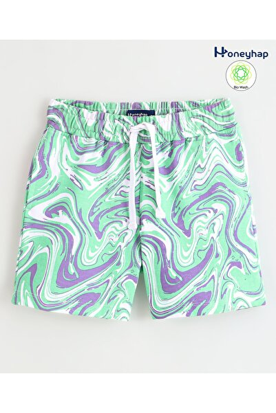 Honeyhap شورت Honeyhap للأولاد من القطن بطبعات الرخام بطول منتصف الفخذ مع لمس...