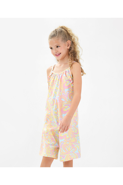 Primo Gino Primo Gino Cotton Elastane Knit Sleeveless Abstract  Print  Jumpsuit  - Pink