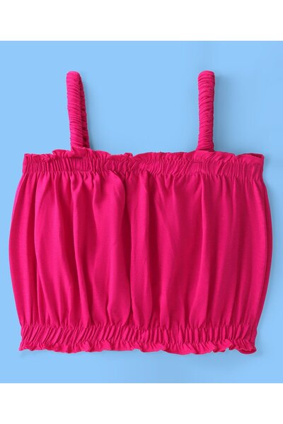 Ollington St. Ollington St. 100% Cotton Knit Sleeveless Solid Crop Top & Printed Culottes Set - Pink & White