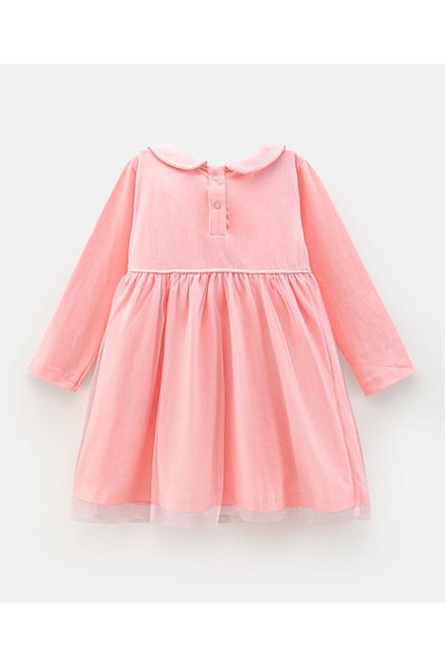 Bonfino Bonfino Full Sleeves Dress Tulle And Peter Pan Collar With Embroidery Detailing - Pink