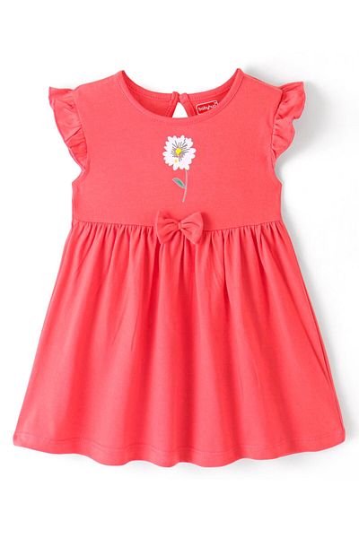 Babyhug Babyhug 2 Pack Cotton Knit  Half Frill Sleeves Frocks Apple Print - Multicolor