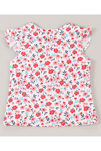 Babyhug Babyhug Floral Top and Denim Skirt Set - White Blue