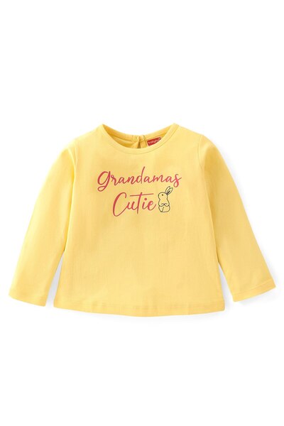 Babyhug Babyhug 100% Cotton Full Sleeves Tee Text Print - Yellow