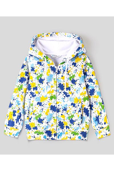 Ollington St. Ollington St. 100% Cotton Full Sleeves Hooded Sweatshirt & Joggers Set with All over Printed - White