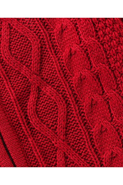 Babyhug Babyhug Full Sleeves Cable Knit Front Open Sweater - Red