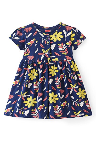 Babyhug Babyhug Cotton Knit Short Sleeves Frocks Floral & Polka Dots Print Pack of 2 - Multicolor