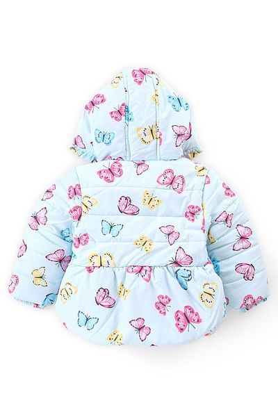 Babyhug Babyhug Full Sleeves Hooded Jacket with Butterfly Print - Sky Blue