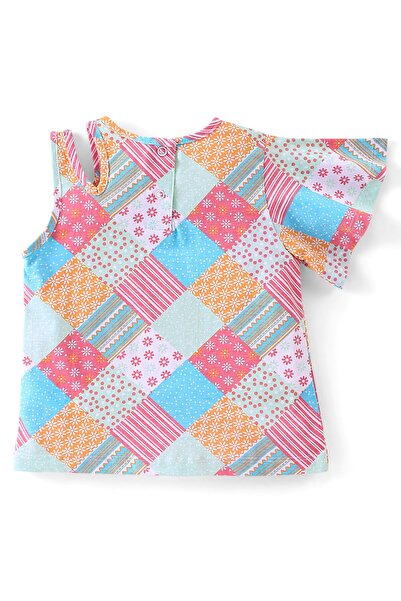 Babyhug Babyhug Cotton Half Sleeves Top & Shorts Set Floral Print- Pink Green & Blue
