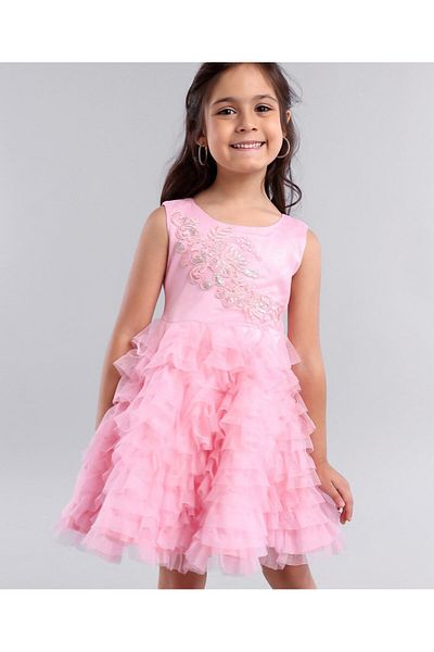 Babyhug Babyhug Layered Party Frock - Light Pink