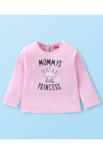 Babyhug Babyhug 100% Cotton Knit Full Sleeves T-Shirt Text Graphic Print - Pink