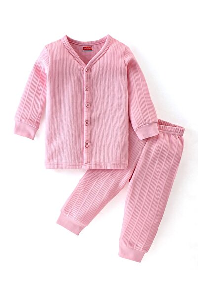 Babyhug Babyhug Full Sleeves Solid Colour  Thermal Inner Wear Set-Pink